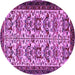 Round Machine Washable Persian Purple Traditional Area Rugs, wshtr2311pur