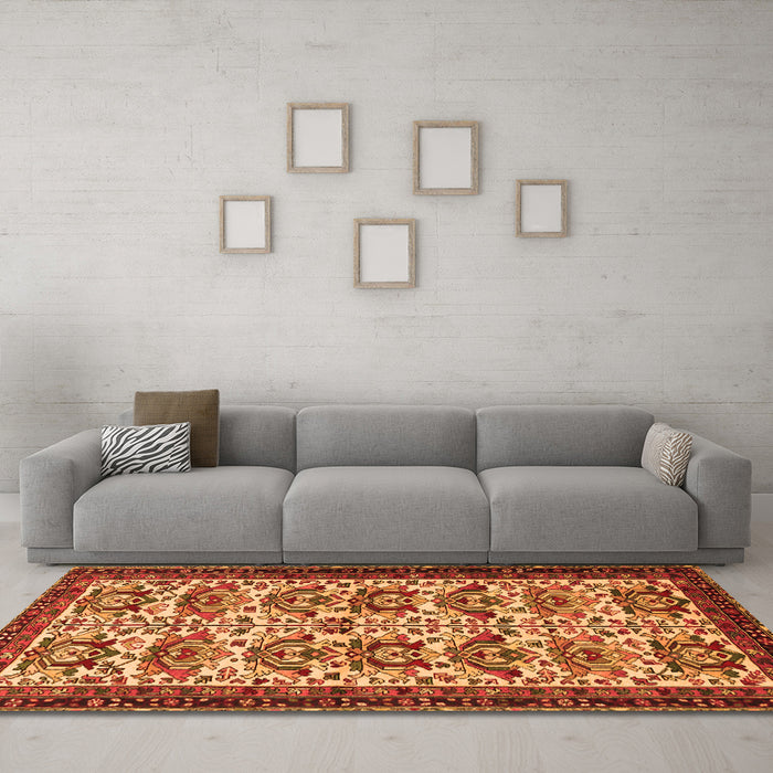 Machine Washable Persian Orange Traditional Area Rugs in a Living Room, wshtr2311org