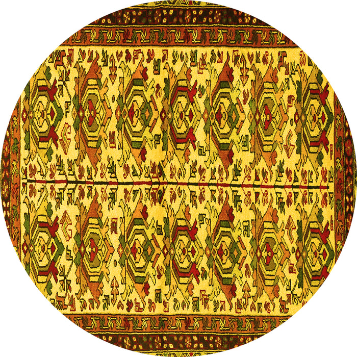 Round Machine Washable Persian Yellow Traditional Rug, wshtr2311yw