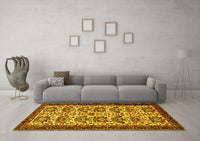 Machine Washable Persian Yellow Traditional Rug, wshtr2311yw