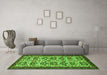 Machine Washable Persian Green Traditional Area Rugs in a Living Room,, wshtr2311grn