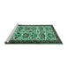 Sideview of Machine Washable Persian Turquoise Traditional Area Rugs, wshtr2311turq