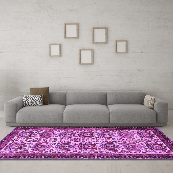 Machine Washable Persian Purple Traditional Area Rugs in a Living Room, wshtr2311pur