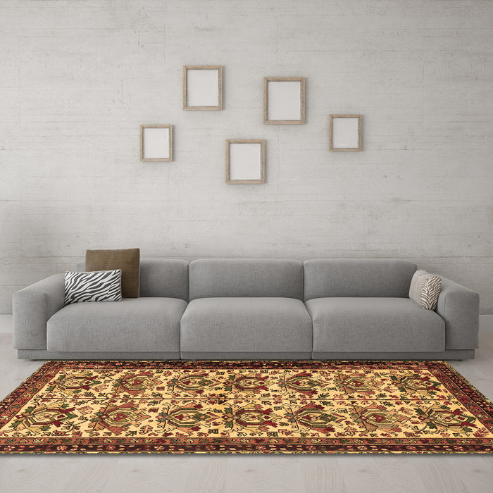Machine Washable Persian Brown Traditional Rug in a Living Room,, wshtr2311brn