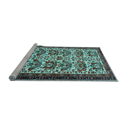 Sideview of Machine Washable Persian Light Blue Traditional Rug, wshtr2311lblu