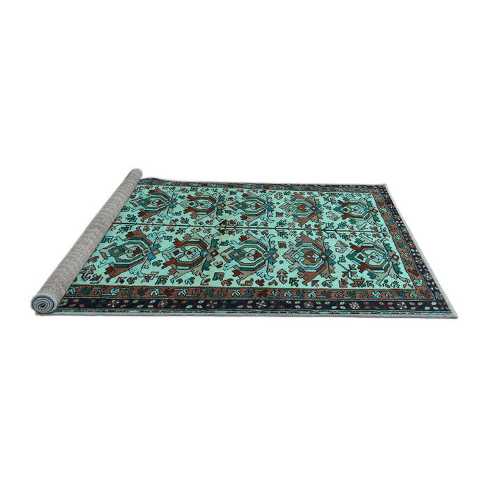 Sideview of Machine Washable Persian Light Blue Traditional Rug, wshtr2311lblu