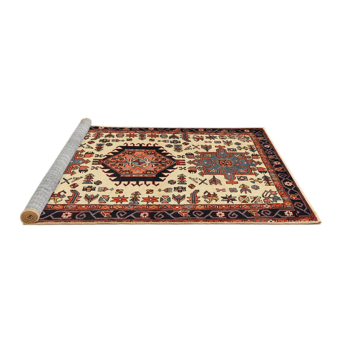Sideview of Machine Washable Traditional Saffron Red Rug, wshtr2312