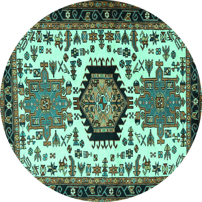 Round Persian Turquoise Traditional Rug, tr2312turq