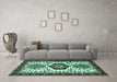 Machine Washable Persian Turquoise Traditional Area Rugs in a Living Room,, wshtr2312turq