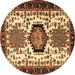 Round Persian Brown Traditional Rug, tr2312brn