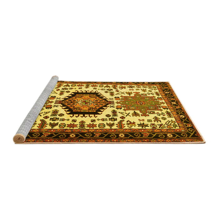 Sideview of Machine Washable Persian Yellow Traditional Rug, wshtr2312yw
