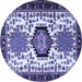 Round Machine Washable Persian Blue Traditional Rug, wshtr2312blu