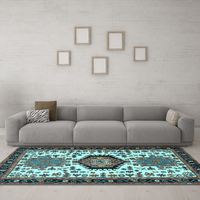 Machine Washable Persian Light Blue Traditional Rug in a Living Room, wshtr2312lblu