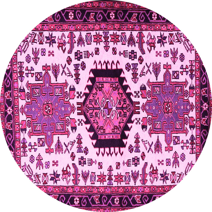 Round Machine Washable Persian Pink Traditional Rug, wshtr2312pnk