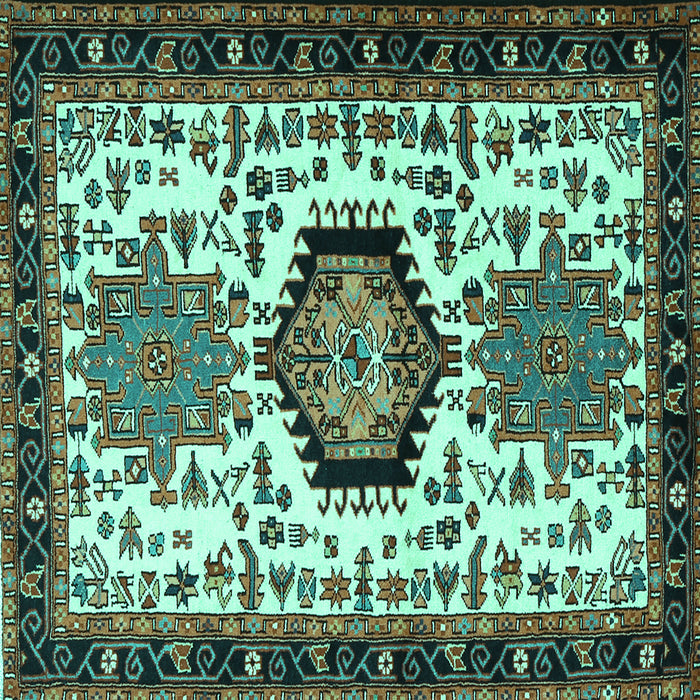 Square Machine Washable Persian Turquoise Traditional Area Rugs, wshtr2312turq