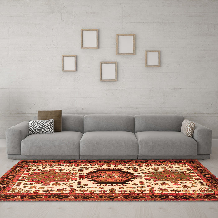 Machine Washable Persian Orange Traditional Area Rugs in a Living Room, wshtr2312org