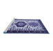 Sideview of Machine Washable Persian Blue Traditional Rug, wshtr2312blu