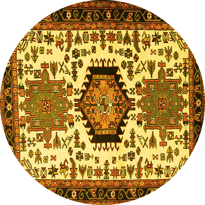 Round Persian Yellow Traditional Rug, tr2312yw