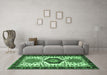 Machine Washable Persian Emerald Green Traditional Area Rugs in a Living Room,, wshtr2312emgrn