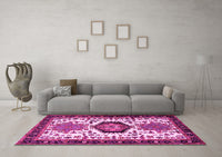 Machine Washable Persian Pink Traditional Rug, wshtr2312pnk