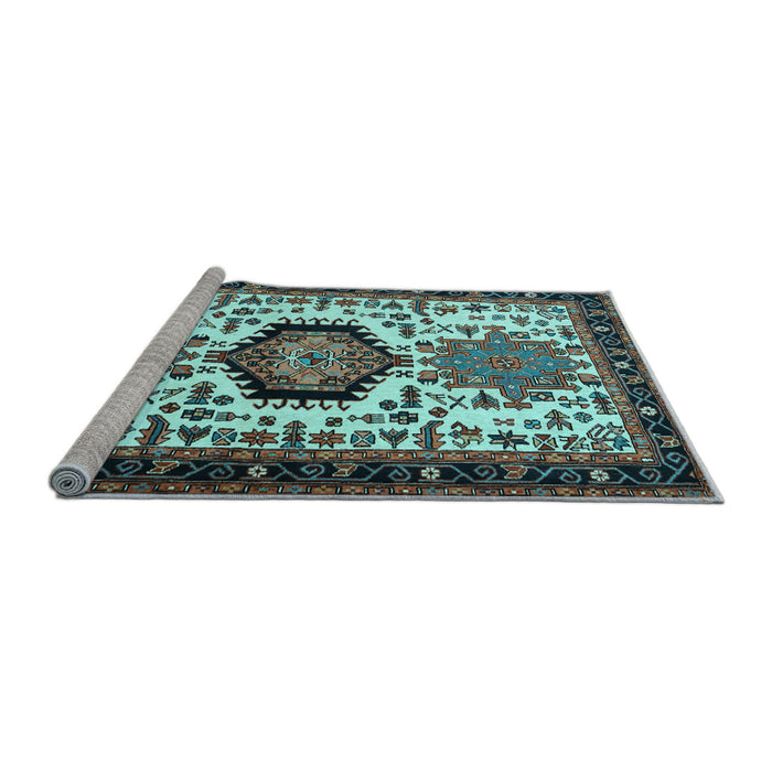 Sideview of Machine Washable Persian Light Blue Traditional Rug, wshtr2312lblu