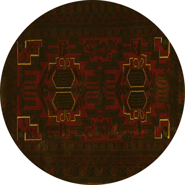 Round Machine Washable Persian Yellow Traditional Rug, wshtr2313yw