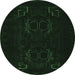 Round Persian Emerald Green Traditional Rug, tr2313emgrn