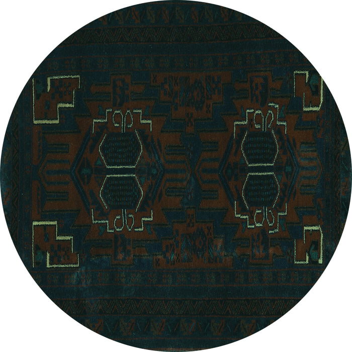 Round Persian Turquoise Traditional Rug, tr2313turq