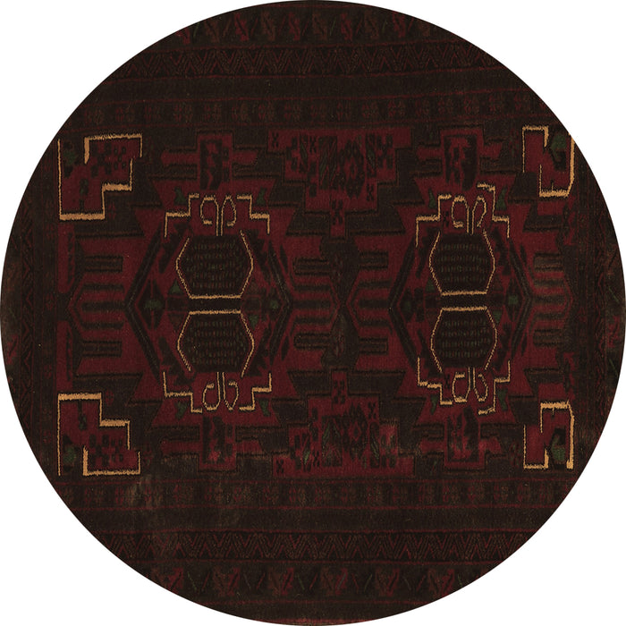 Round Persian Brown Traditional Rug, tr2313brn