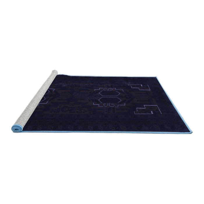 Sideview of Machine Washable Persian Blue Traditional Rug, wshtr2313blu