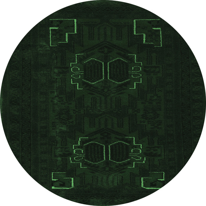Round Machine Washable Persian Emerald Green Traditional Area Rugs, wshtr2313emgrn