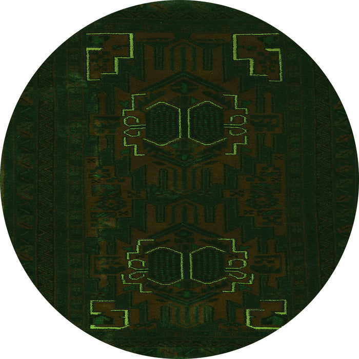 Square Persian Green Traditional Rug, tr2313grn