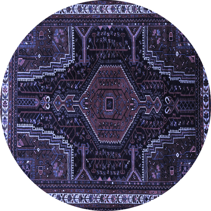 Round Machine Washable Persian Blue Traditional Rug, wshtr2314blu