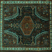 Square Machine Washable Persian Turquoise Traditional Area Rugs, wshtr2314turq