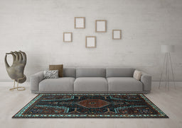 Machine Washable Persian Light Blue Traditional Rug in a Living Room, wshtr2314lblu