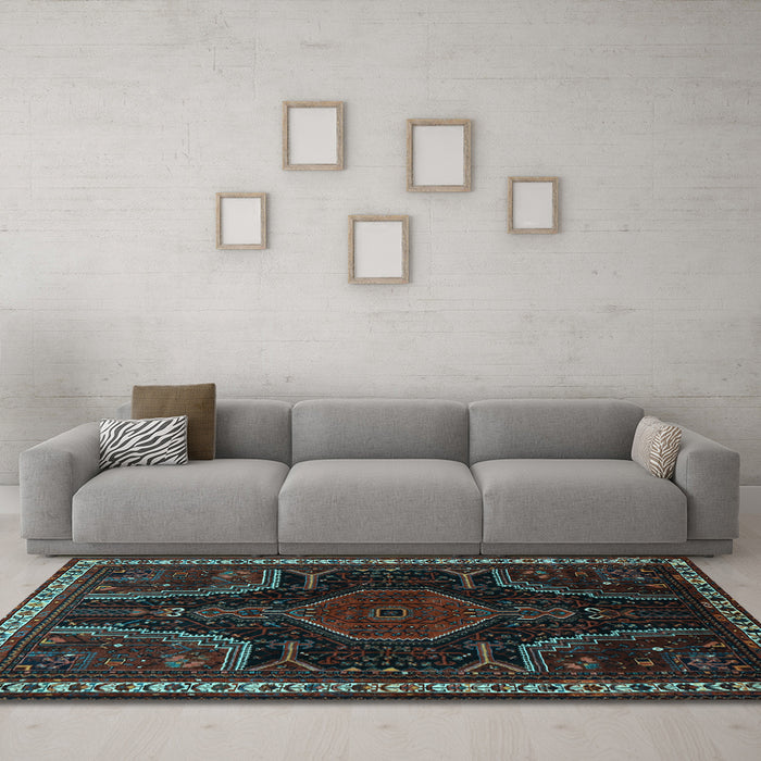 Machine Washable Persian Light Blue Traditional Rug in a Living Room, wshtr2314lblu