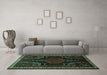 Machine Washable Persian Turquoise Traditional Area Rugs in a Living Room,, wshtr2314turq