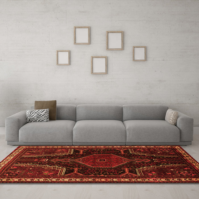 Machine Washable Persian Orange Traditional Area Rugs in a Living Room, wshtr2314org