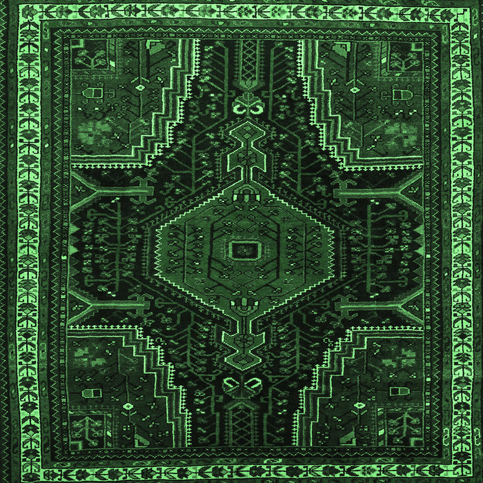 Square Persian Emerald Green Traditional Rug, tr2314emgrn