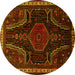 Round Persian Yellow Traditional Rug, tr2314yw