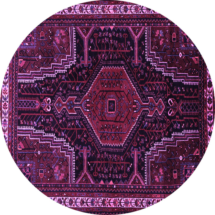 Round Machine Washable Persian Purple Traditional Area Rugs, wshtr2314pur