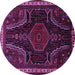 Round Machine Washable Persian Purple Traditional Area Rugs, wshtr2314pur