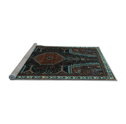 Sideview of Machine Washable Persian Light Blue Traditional Rug, wshtr2314lblu