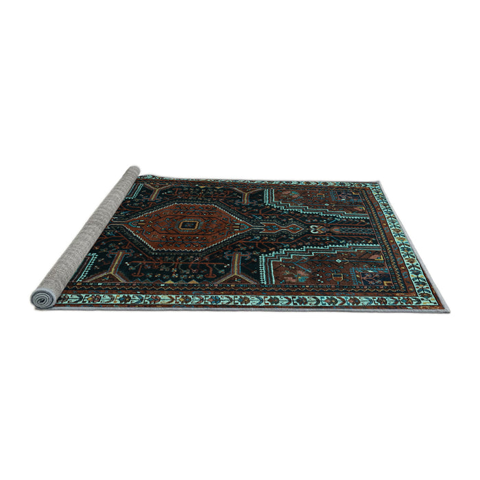 Sideview of Machine Washable Persian Light Blue Traditional Rug, wshtr2314lblu