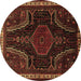 Round Persian Brown Traditional Rug, tr2314brn