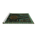 Sideview of Machine Washable Persian Turquoise Traditional Area Rugs, wshtr2314turq