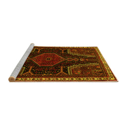 Sideview of Machine Washable Persian Yellow Traditional Rug, wshtr2314yw