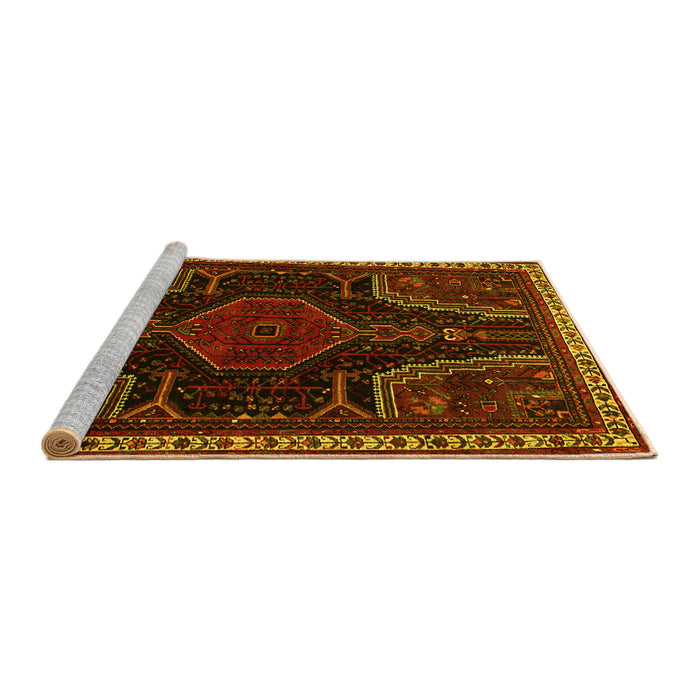 Sideview of Machine Washable Persian Yellow Traditional Rug, wshtr2314yw
