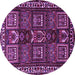 Round Machine Washable Persian Purple Traditional Area Rugs, wshtr2315pur