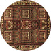 Round Persian Brown Traditional Rug, tr2315brn